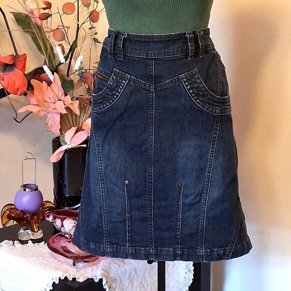 Preowned Sandwich Blue Denim Skirt Chic Knee Length Jean Skirts Tag Size 38 - Picture 1 of 8